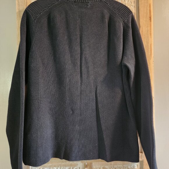 Calvin Klein Women’s Full Zip Ribbed Mock Neck Cotton Sweater – Size S – Black - Picture 3 of 7